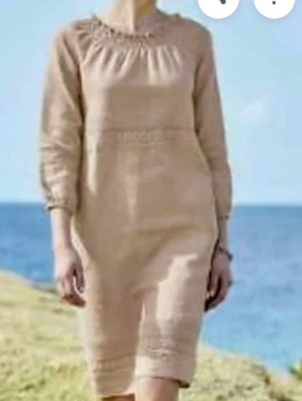 J Jill  Linen & Lace Minimalist Flax Dress Womens Size Small
